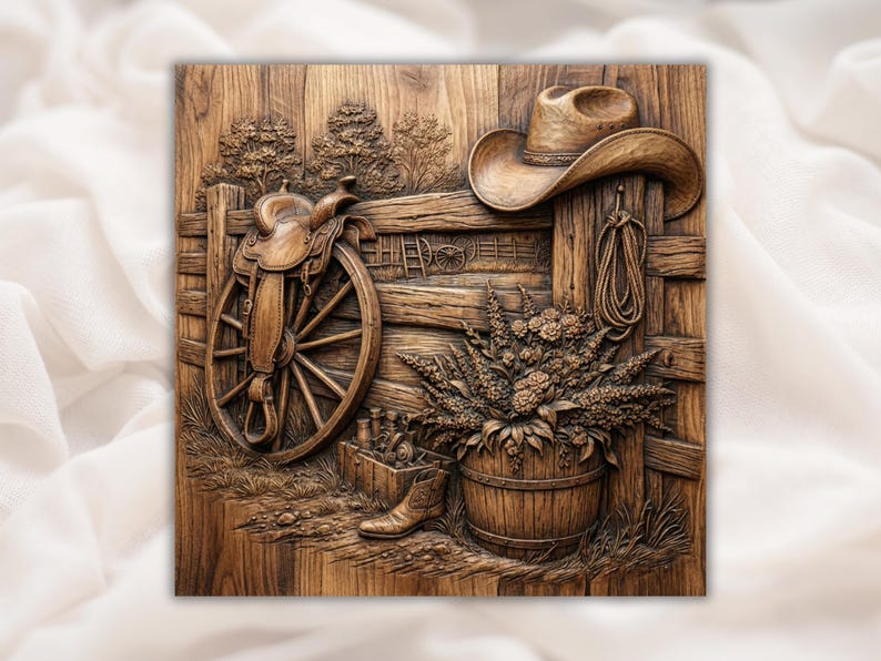 Western Ranch Saddle 3D Relief STL