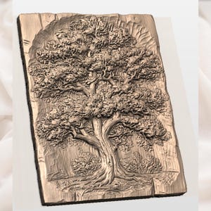Majestic Oak Tree 3D STL Relief view 2