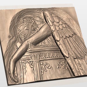 Grieving Angel 3D Relief STL for CNC Router view 3