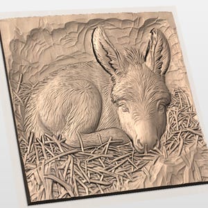 Baby Donkey 3D Relief STL for CNC Router view 3