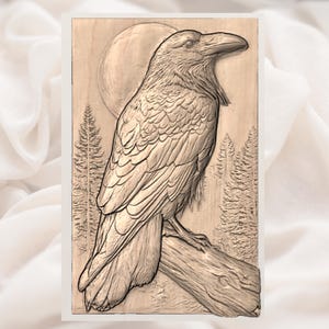 Raven Bird 3D Relief STL view 2