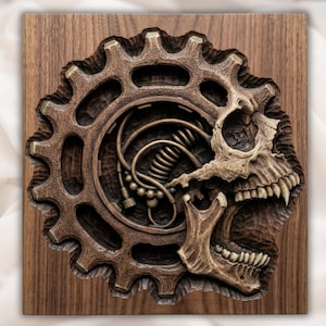 Steampunk Skull STL view 1