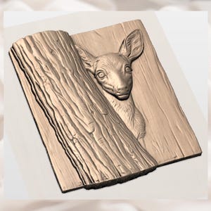 Peekaboo Deer Fawn 3D Relief STL view 3