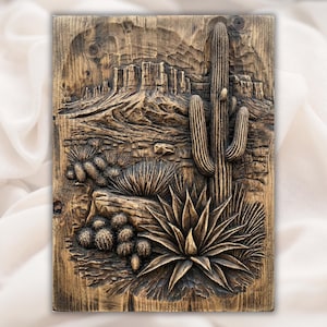 Desert Cactus 3D Relief STL view 1