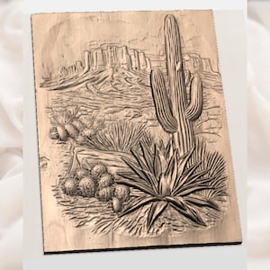 Desert Cactus 3D Relief STL view 2