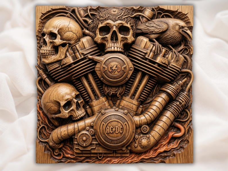 Steampunk Skull Engine STL