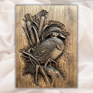 Wood Duck 3D Relief STL File view 1
