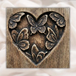 Butterfly Heart STL Relief view 1