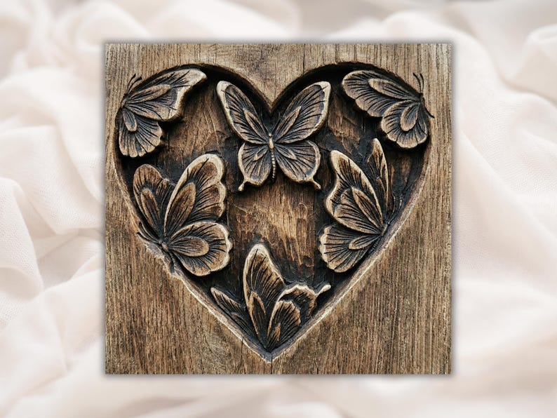 Butterfly Heart STL Relief
