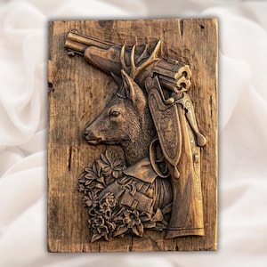 Deer & Shotgun 3D Relief STL view 1