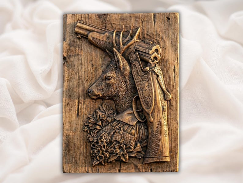 Deer & Shotgun 3D Relief STL