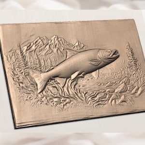 Salmon Fish 3D Relief STL view 3