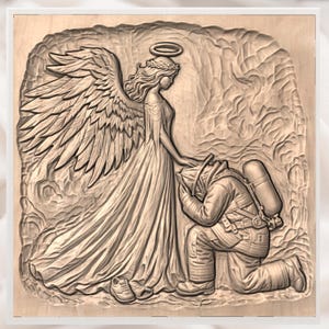 Firefighter Angel 3D Relief STL view 3