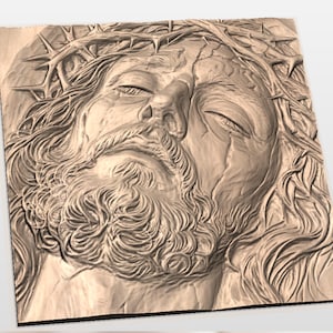 Jesus Face 3D Relief STL view 3