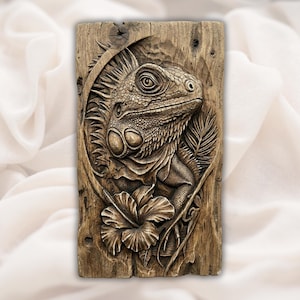 Bearded Dragon 3D Relief STL view 1