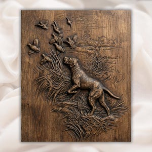 Duck Hunting Dog STL Relief view 1
