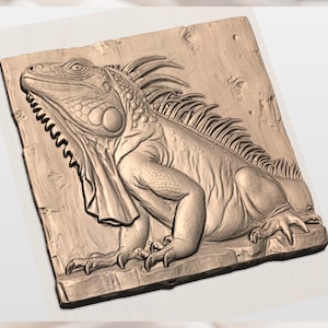 Bearded Dragon Iguana 3D Relief STL view 3