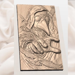 Plague Doctor 3D Relief STL view 3