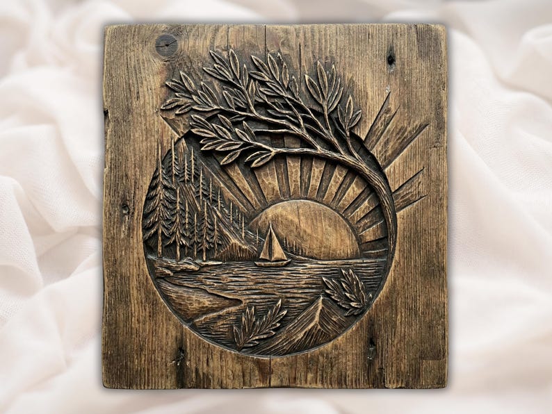 Sunset Lake Sailboat 3D Relief STL