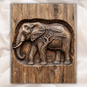 Elephant Safari 3D Relief STL view 1