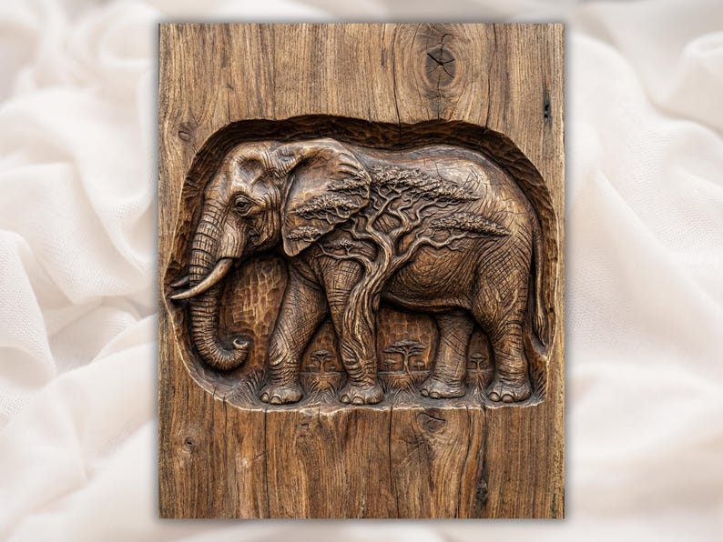 Elephant Safari 3D Relief STL