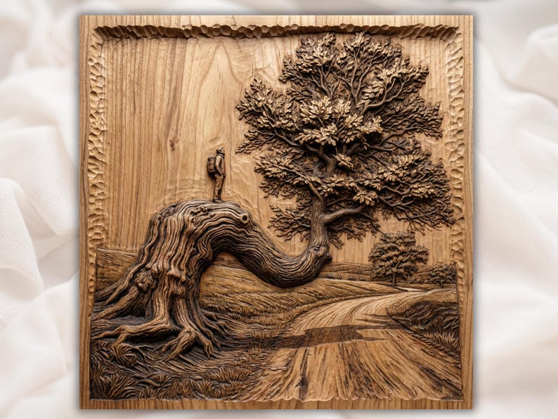 Tree on Cliff 3D Relief STL