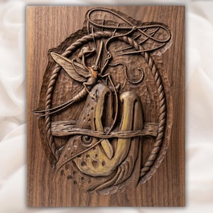Funny Fly Fishing Trout 3D Relief STL view 1