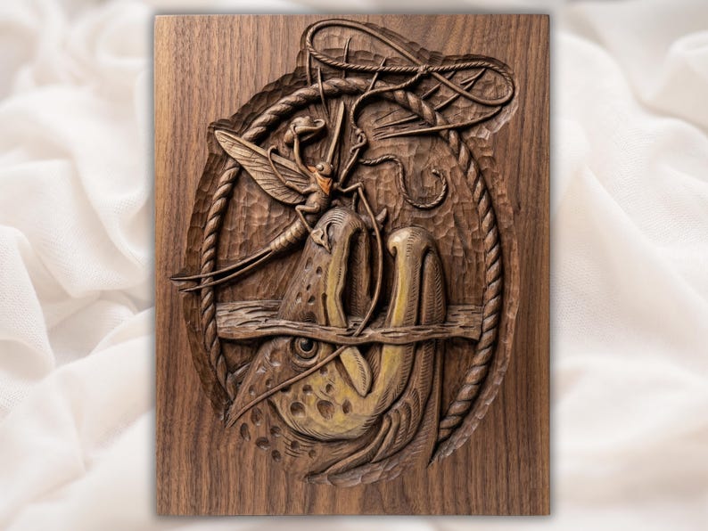 Funny Fly Fishing Trout 3D Relief STL
