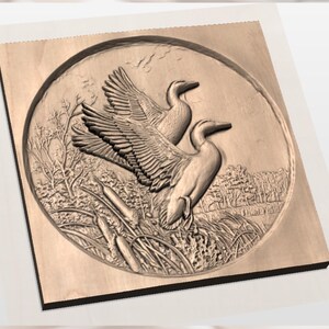 Flying Ducks STL Relief view 2