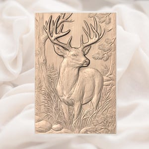 Whitetail Deer Buck 3D Relief STL view 2