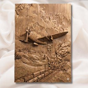 WW2 Plane Train Crash 3D Relief STL view 1