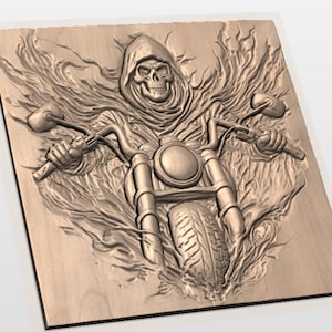 Skeleton Biker 3D Relief STL view 2