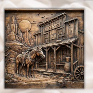 Wild West Saloon STL Relief view 1