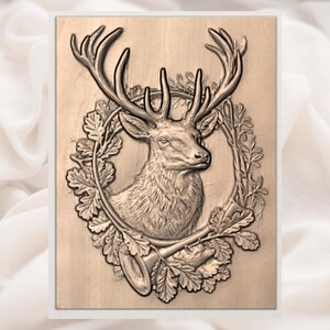 Stag Deer Head STL Relief view 2