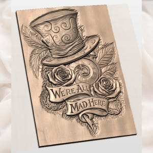 Mad Hatter Quote 3D Relief STL view 2