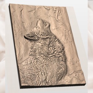 Howling Wolf 3D Relief STL view 2