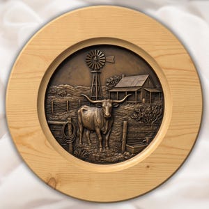 Farmhouse Cow Relief STL view 1