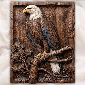 Bald Eagle 3D Relief STL for CNC Router view 1