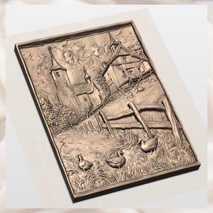 Rustic Farm Village 3D Relief STL view 2