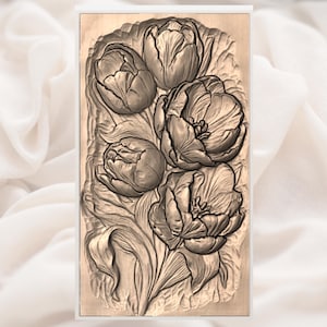 Red Tulip Bouquet STL view 2