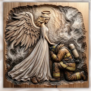 Firefighter Angel 3D Relief STL view 1