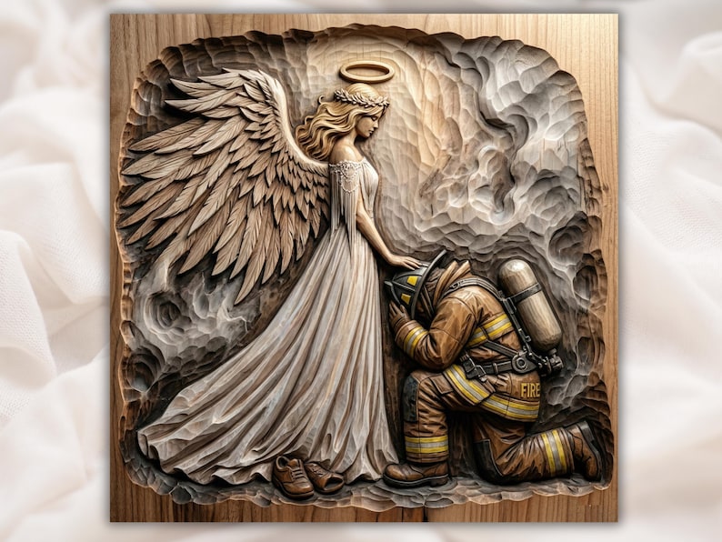 Firefighter Angel 3D Relief STL