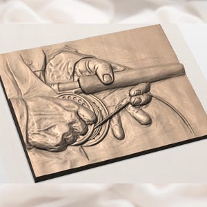 Fly Fishing Hands 3D Relief STL view 3