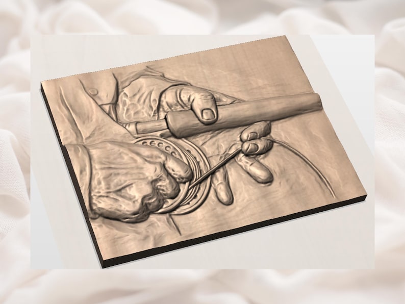 Fly Fishing Hands 3D Relief STL | Angler Rod & Reel Close-Up Wood Grain Carving Panel | CNC Router , 3D Print, Laser Engrave | Home Decor image 3