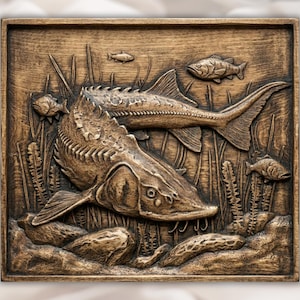 Sturgeon Fish 3D Relief STL File view 1
