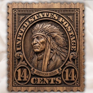 Native American Stamp STL view 1