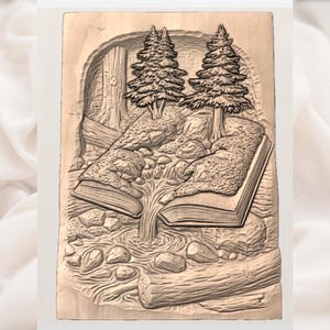 Forest Book Carving 3D Relief Model view 2