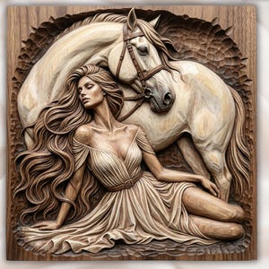 Horse and Woman STL view 1