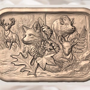 Woodland Animals 3D Relief STL view 3