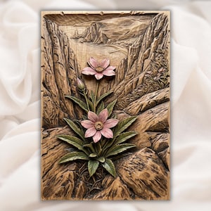 Mountain Wildflower Relief STL view 1